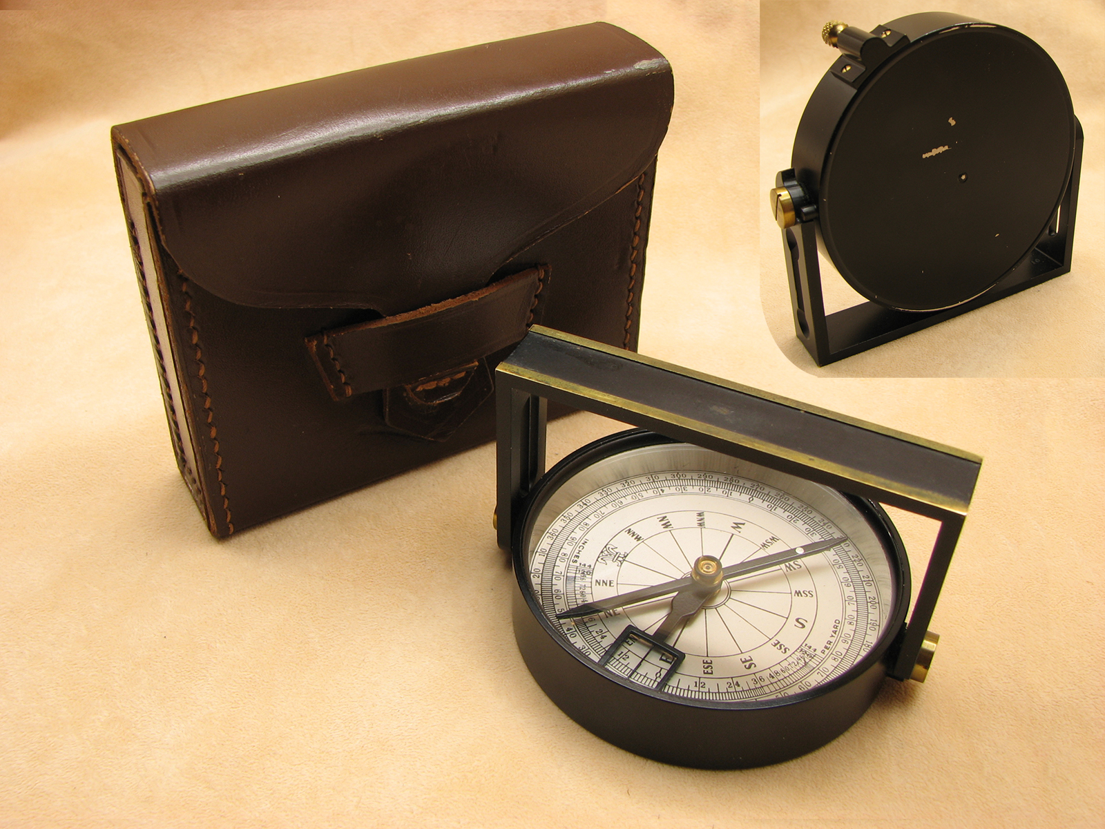 Mid 20th century Francis Barker bridge compass with clinometer